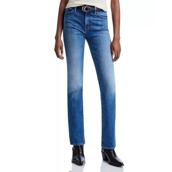 238$ MOTHER The Insider Sneak Slim-Fit Jeans High-Waisted Women's Size 28 Blue - Picture 1 of 5